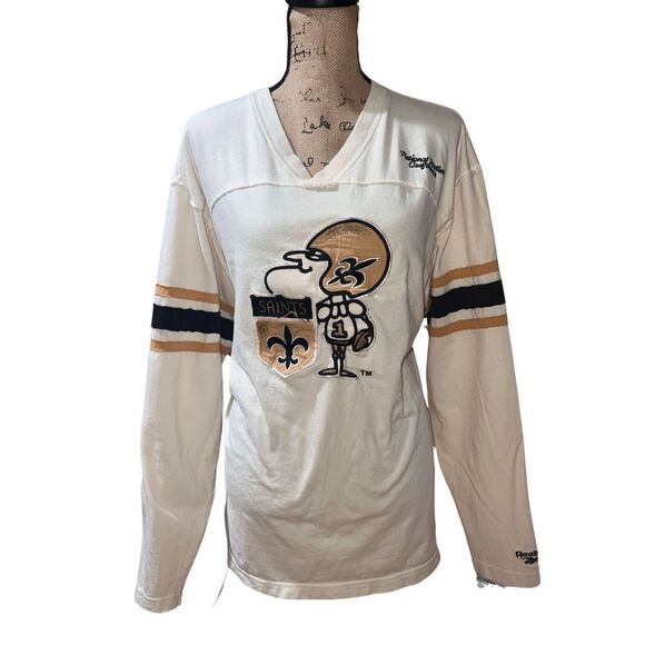 Rare NFL Vintage Collection Reebok Saints Cream Long Sleeve Top Men size Large - Picture 1 of 16